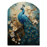 Peacock Encaustic Portrait II - Asymmetric Metal Wall Art