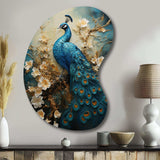 Peacock Encaustic Portrait II - Asymmetric Metal Wall Art