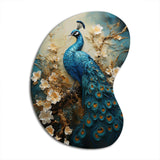 Peacock Encaustic Portrait II - Asymmetric Metal Wall Art