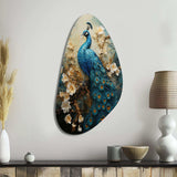 Peacock Encaustic Portrait II - Asymmetric Metal Wall Art