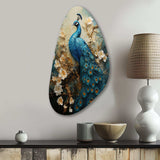 Peacock Encaustic Portrait II - Asymmetric Metal Wall Art