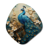 Peacock Encaustic Portrait II - Asymmetric Metal Wall Art