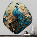 Peacock Encaustic Portrait II - Asymmetric Metal Wall Art