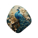 Peacock Encaustic Portrait II - Asymmetric Metal Wall Art