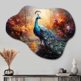 Peacock Expressionist Portrait II - Asymmetric Metal Wall Art