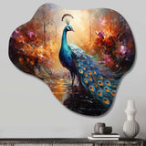 Peacock Expressionist Portrait II - Asymmetric Metal Wall Art