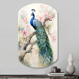 Blue Ink Wash Peacock I - Asymmetric Metal Wall Art