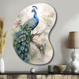 Blue Ink Wash Peacock II - Asymmetric Metal Wall Art