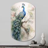 Blue Ink Wash Peacock II - Asymmetric Metal Wall Art