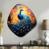 Blue Peacock Luminous - Asymmetric Metal Wall Art