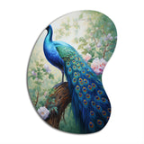 Blue Ink Wash Peacock III - Asymmetric Metal Wall Art