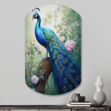 Blue Ink Wash Peacock III - Asymmetric Metal Wall Art