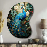 Teal Peacock Monochrome - Asymmetric Metal Wall Art