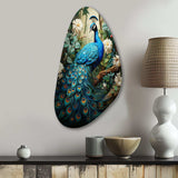 Teal Peacock Monochrome - Asymmetric Metal Wall Art