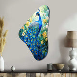 Teal Peacock Symbolist - Asymmetric Metal Wall Art