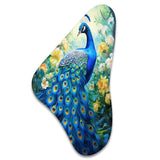 Teal Peacock Symbolist - Asymmetric Metal Wall Art