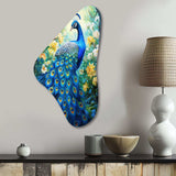 Teal Peacock Symbolist - Asymmetric Metal Wall Art