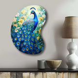 Teal Peacock Symbolist - Asymmetric Metal Wall Art