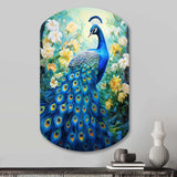 Teal Peacock Symbolist - Asymmetric Metal Wall Art