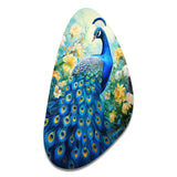 Teal Peacock Symbolist - Asymmetric Metal Wall Art