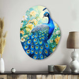 Teal Peacock Symbolist - Asymmetric Metal Wall Art