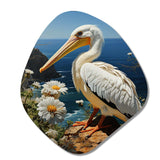 Grey Pelican Coastal Watch Pastoral - Asymmetric Metal Wall Art