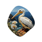 Grey Pelican Coastal Watch Pastoral - Asymmetric Metal Wall Art