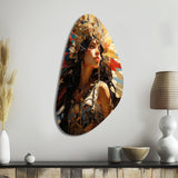 Colorful Photo Realistic Mexican Woman - Asymmetric Metal Wall Art