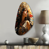 Colorful Photo Realistic Mexican Woman - Asymmetric Metal Wall Art