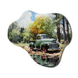 Pickup Truck Tranquil Lakeside II - Asymmetric Metal Wall Art