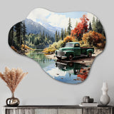 Pickup Truck Tranquil Lakeside III - Asymmetric Metal Wall Art