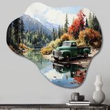 Pickup Truck Tranquil Lakeside III - Asymmetric Metal Wall Art