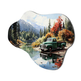 Pickup Truck Tranquil Lakeside III - Asymmetric Metal Wall Art