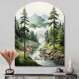 Green Pine Tree Eternal Guardians I - Asymmetric Metal Wall Art