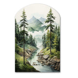 Green Pine Tree Eternal Guardians I - Asymmetric Metal Wall Art