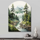 Green Pine Tree Eternal Guardians I - Asymmetric Metal Wall Art