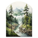 Green Pine Tree Eternal Guardians I - Asymmetric Metal Wall Art