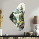 Green Pine Tree Eternal Guardians I - Asymmetric Metal Wall Art