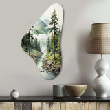 Green Pine Tree Eternal Guardians I - Asymmetric Metal Wall Art