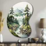 Green Pine Tree Eternal Guardians I - Asymmetric Metal Wall Art