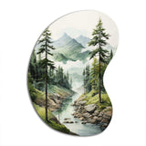 Green Pine Tree Eternal Guardians I - Asymmetric Metal Wall Art