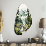 Green Pine Tree Eternal Guardians I - Asymmetric Metal Wall Art