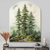 Green Pine Tree Eternal Guardians II - Asymmetric Metal Wall Art