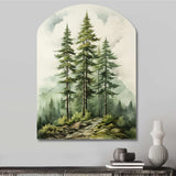 Green Pine Tree Eternal Guardians II - Asymmetric Metal Wall Art