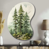 Green Pine Tree Eternal Guardians II - Asymmetric Metal Wall Art