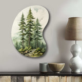 Green Pine Tree Eternal Guardians II - Asymmetric Metal Wall Art