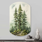 Green Pine Tree Eternal Guardians II - Asymmetric Metal Wall Art