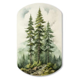 Green Pine Tree Eternal Guardians II - Asymmetric Metal Wall Art