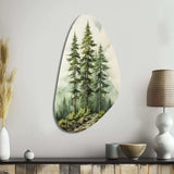 Green Pine Tree Eternal Guardians II - Asymmetric Metal Wall Art