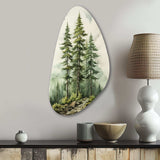 Green Pine Tree Eternal Guardians II - Asymmetric Metal Wall Art